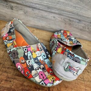 Skechers BOBS for Dogs Flat Shoes Cartoon Dog Print Boho Eclectic Women's 8 Mult